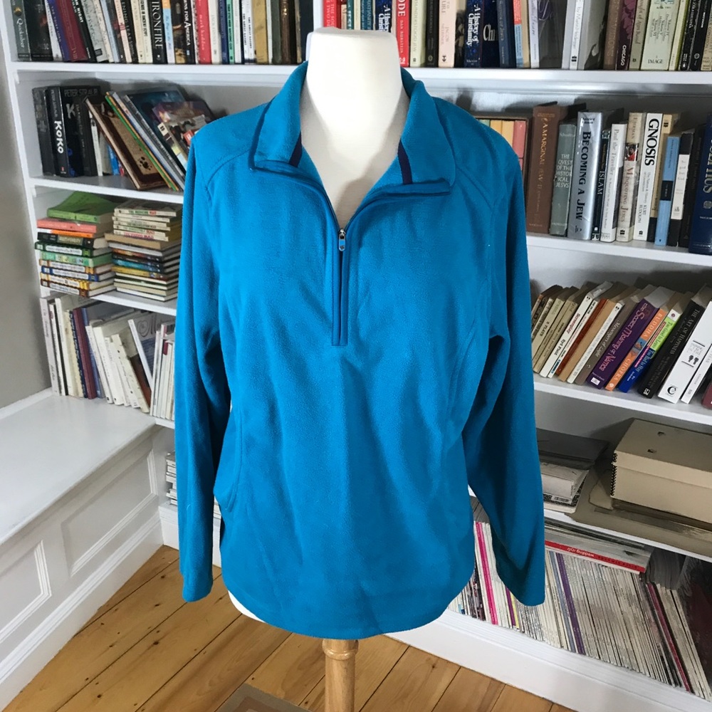 Lands End Cerulean Blue Fleece Pullover NWT